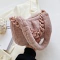 Miniatyrbillede 7 af 10: Plys skuldertasker Fluffy Håndtaske HVID white