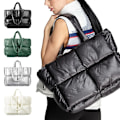 Miniatyrbillede 6 af 10: Stor puffer mulepose Quiltet puffer håndtaske SORT Black