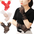 Miniatyrbild 9 av 10: Fishnet Mesh Handskar Brudhandskar VIT White