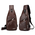 Miniatyrbillede 1 af 10: Herre Sling Bag Brysttaske med Headset Hul MØRKEBRUN dark brown