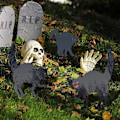 Pikkukuva 6 / 10: 1 kpl / 3 kpl Black Cat Silhouette Stakes Halloween Scare Stakes C 1Pcs