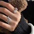Miniatyrbillede 8 af 10: 3 Stk Bue Knop Ringe Åbne Ringe BOW-3STK BOW-3STK Bow-3pcs