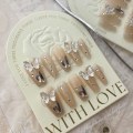 Miniatyrbillede 8 af 10: 10 stk Classy Butterfly Håndlavede Negle Pure Manual False Nail XSShort
