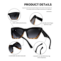 Miniatyrbilde 8 av 10: Dame Cateye Solbriller Square Solbriller LEOPARD-SORT GRÅ Leopard-Black Gray