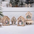 Miniatyrbild 5 av 8: 2ST Christmas Luminous Cabin Luminous Trähus DUBBELTAK Double Roof Elk