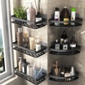 Miniatyrbillede 8 af 10: Hjørnebruser Caddies Badekar Organizer Hylde SORT RECTANGLE black rectangle 1pc