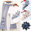 Miniatyrbild 9 av 10: Mesh Broderi Blomma Spets Patch Paljett Broderad Patch CC C