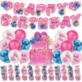 Miniatyrbilde 1 av 3: Rosa Stitch Barn Fødselsdagsfest Dekorasjonsballonger Sett set 2
