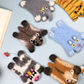 Miniatyrbillede 6 af 9: Håndlavet uldfilt glasbrik Animal dækkeserviet SORT PANDA SORT Black Panda