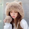 Miniatyrbilde 6 av 10: Varme strikkede luer Pelsbeanie Lue SVART black
