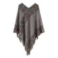 Miniatyrbild 1 av 10: Mongolisk Poncho Rhombic Stripe Tofssjal GRÅ grey