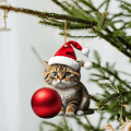 Miniatyrbillede 1 af 10: Julehat Kattevedhæng Kat Juletræspynt 5 5 5