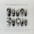 Miniatyrbillede 1 af 7: 10 Stk Pure Manual False Nail Snowflake Håndlavede negle XS XS