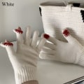 Miniatyrbild 1 av 10: Stickade handskar Varma handskar VIT white