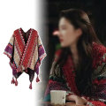 Pikkukuva 9 / 10: Mongolian Poncho Cardigan Tassel Shawl RED red