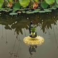 Miniatyrbild 8 av 11: Hartsi vedessä kelluva sammakkoornamentti eläinpatsas sammakko C
