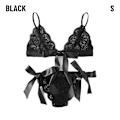 Miniatyrbillede 1 af 10: Trepunktsundertøj Split Piece Lingeri SORT S black S