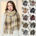 Miniatyrbilde 4 av 7: Cashmere klassisk rutete skjerf Overdimensjonert Tartan-skjerf C C C