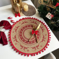 Miniatyrbild 1 av 7: Julunderlägg i jute Vävd bordstablett RÖD C C RED C-C