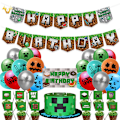 Miniatyrbilde 1 av 4: Mine-craft Temafest Pyntsett Pixel Latex Ballonger