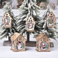Miniatyrbild 4 av 8: 2ST Christmas Luminous Cabin Luminous Trähus DUBBELTAK Double Roof Snowman
