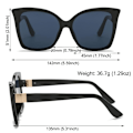 Miniatyrbillede 3 af 10: Cat Eye solbriller Oversized skærme SORT SORT Black