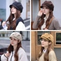 Miniatyrbilde 8 av 10: Retro Visir Hat Octagonal Beret BEIGE beige