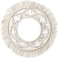 Boho väggdekoration, rund macramé väggdekoration, bohemisk väggbonad för vardagsrum (beige)
