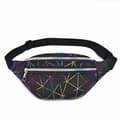 Colorful Waist Bag: 3 Compartments, Adjustable Strap, PU Leather Black