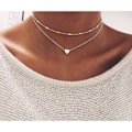 Miniatyrbild 1 av 4: Dubbel kedja halsband - MAVURA - Hjärtpärla - Silver - Justerbar - Set med 2 Pengar