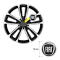 Miniatyrbillede 2 af 4: 3D Stickers - Fiat - Hjulkapsel - Sort - 4 stk - Diameter 58 mm