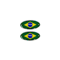 Miniatyrbillede 1 af 2: Brasilien Flag ovale 3D-klistermærker, 2 stykker, 56 x 28 mm