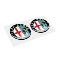 Miniatyrbillede 2 af 4: 3D-klistermærke - Alfa Romeo - 80'er-logo - Diameter 12 mm - 2 stykker - Fleksibel og blank