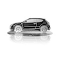 Miniatyrbillede 1 af 4: Reduceret model - Alfa Romeo - Mito - Rustfrit stål - Gravert silhuet - Gennemsigtig vitrine