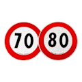 Miniatyrbild 1 av 2: EU-godkänd Speed Limit Sticker, 70 och 80 km/h
