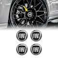 Miniatyrbillede 1 af 4: 3D Stickers - Fiat - Hjulkapsel - Sort - 4 stk - Diameter 58 mm