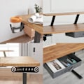 Miniatyrbillede 4 af 4: Radlove 160 cm L Form Højdejusterbar Skrivebord - Elektrisk Højde Justerbar Sid-Stå Skrivebord, Retro træfarve kastanj