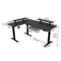 Miniatyrbillede 2 af 4: Radlove 160cm L Form Højde Justerbart Skrivebord-Elektrisk Højde Justerbart Sidde-Stå Skrivebord, Sort Svart