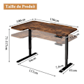 Miniatyrbillede 2 af 6: Radlove 150cm L Form Højde Justerbart Skrivebord-Elektrisk Højde Justerbart Sidde-Stå Skrivebord, Brun kastanj