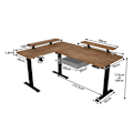 Miniatyrbillede 2 af 4: Radlove 160 cm L Form Højdejusterbar Skrivebord - Elektrisk Højde Justerbar Sid-Stå Skrivebord, Retro træfarve kastanj