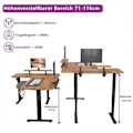 Miniatyrbillede 3 af 4: Radlove 160 cm L Form Højdejusterbar Skrivebord - Elektrisk Højde Justerbar Sid-Stå Skrivebord, Retro træfarve kastanj