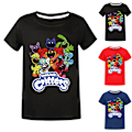 Miniatyrbilde 3 av 5: Barn Unisex Smilende Dyr CatNap DogDay Dyreprint T-skjorte Rød