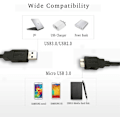 Miniatyrbilde 4 av 5: Høy Kvalitet - USB 3.0 Kabel for Western Digital/WD/Seagate/Clickfree/Toshiba/Samsung Portable Harddisk - USB 3.0 A/Micro-B Kabel (2m)