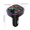 Miniatyrbillede 5 af 5: Bil Bluetooth FM-transmitter, Blå Ambient Lys Trådløs Radio Bilmodtager Adapter med håndfri funktion, Dobbelt USB-oplader