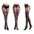 Miniatyrbilde 1 av 9: 2-PAKKE Sexy nettstrømper for kvinner strømpebukser høye strømper nettstrømper-KK1- 6083 black