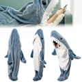 Miniatyrbild 4 av 5: Tecknad Haj Sovsäck Pyjamas Kontor Lur Haj Filt Karakal Mjukt Mysigt Tyg Sjöjungfru Sjal Filt för Barn Vuxen Gråblå Grey blue 3XL