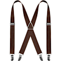 Miniatyrbilde 1 av 5: 4 Klips X-Formet Herrebukseseler Justerbare Elastiske Herrebukseseler Herre Bryllup Formelle Avslappende Bukseseler (Kaffe)