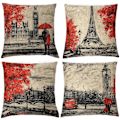 Pikkukuva 1 / 5: Koristetyynynpäälliset 45x45 cm Musta & Punainen Väri Eiffel-torni-XM2-