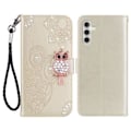 Miniatyrbillede 1 af 2: Samsung Galaxy A15 Ugle Rhinestone Pungtaske - Guld