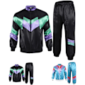 Miniatyrbillede 2 af 4: 90'er Hip Hop Par Kostumer, Retro Tracksuit, 80'er Kostumer Halloween Party Outfit Sort